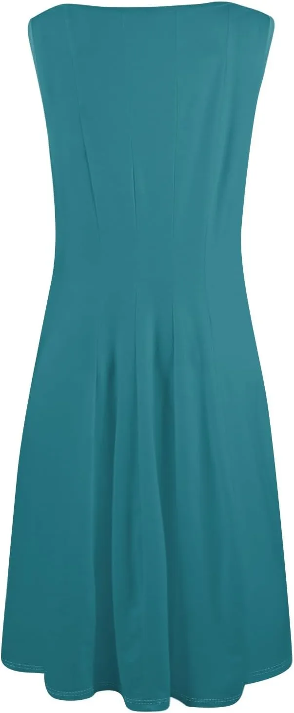 Womens Dresses Summer 2025 Empire Waist Sundresses Tank Dress Sleeveless Floral Dress Ruffle Dresses with Pockets