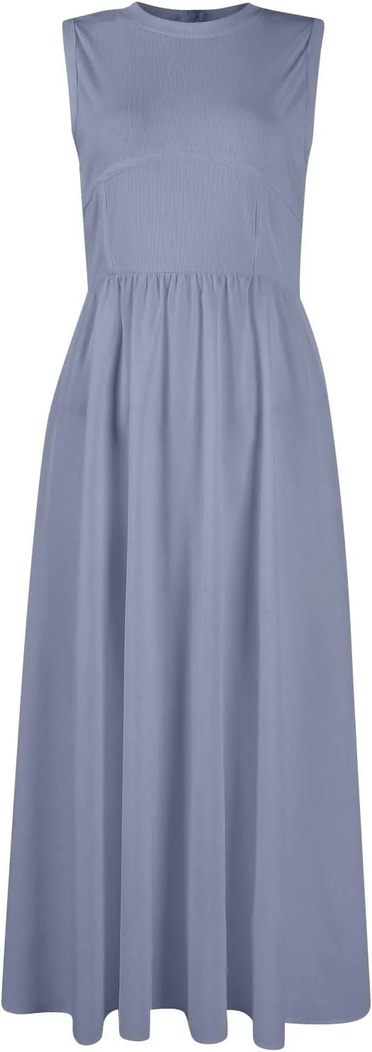Women's Dresses Summer Tank Dress Sun Dresses Women Casual Smocked Sleeveless Wrap Dress Plus Ruffle with Pocket