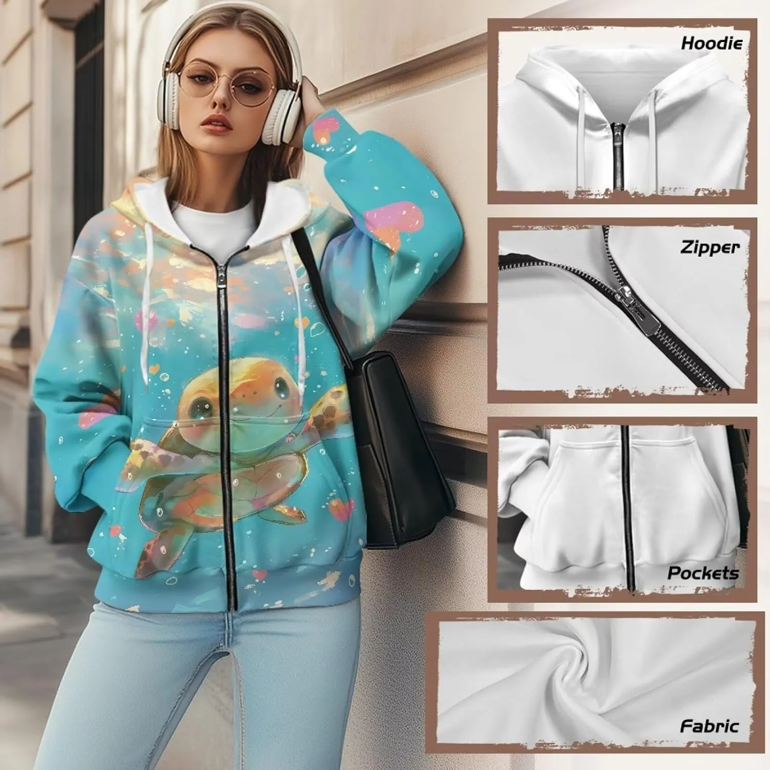 Women's Fashion Hoodies & Sweatshirts Long Sleeve Casual Zip Up Hooded Sweatshirt Jacket