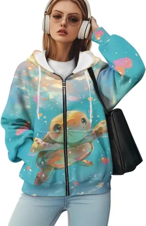 Women's Fashion Hoodies & Sweatshirts Long Sleeve Casual Zip Up Hooded Sweatshirt Jacket