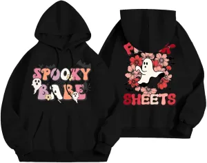 Womens Halloween Sweatshirt Cute Ghost Graphic Hoodies Funny Spooky Pumpkin Face Tops Fall Season Sweatshirts Clothes