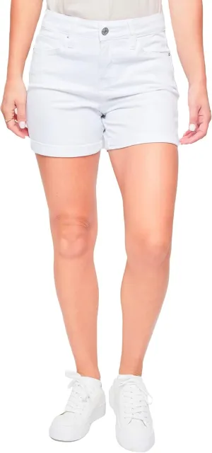 Women's High Rise Tummy Control Rolled Cuff Shorts, Medium Blue, 14