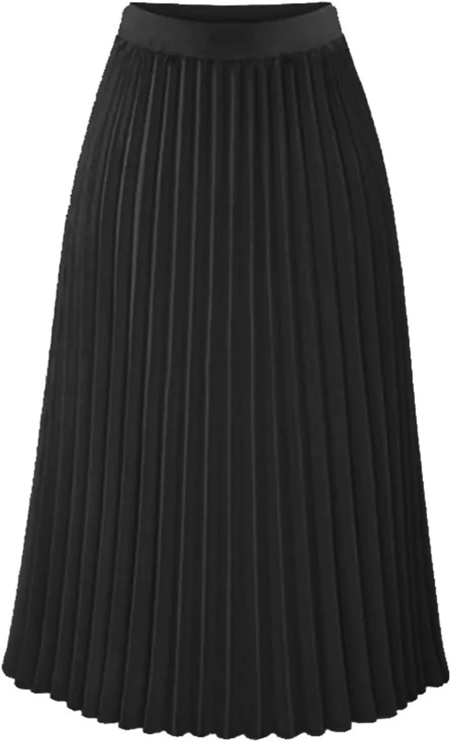 Women's High Waist Flowy Skirts Boho Swing Pleated A-line Midi Skirts Summer Casual Knee Length Beach Skirt