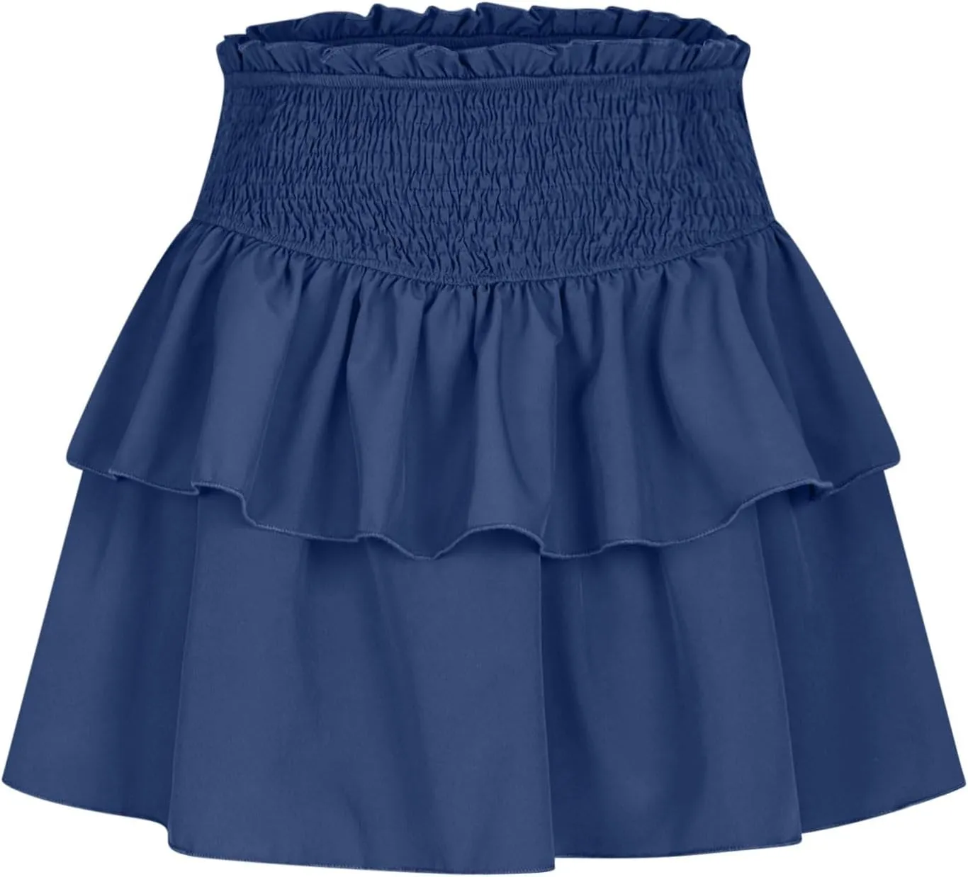 Women's High Waisted Active Short Skirts Layered Ruffle Pleated Stretch Waist Gym Workout Mini Skirt