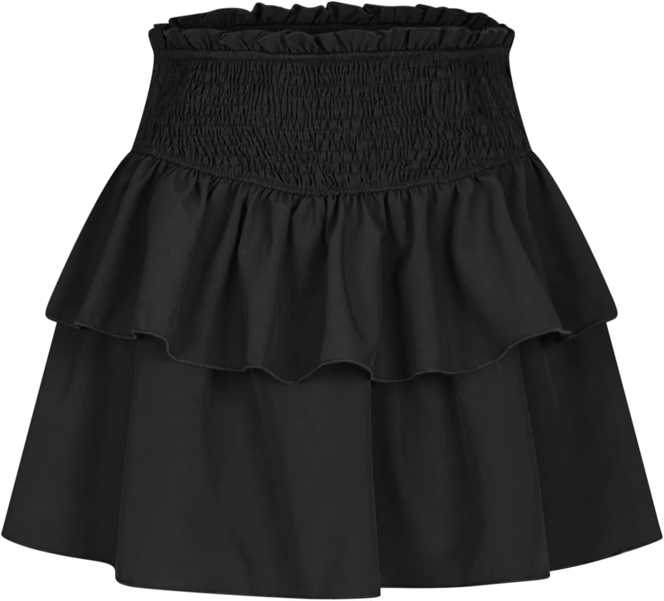 Women's High Waisted Active Short Skirts Layered Ruffle Pleated Stretch Waist Gym Workout Mini Skirt