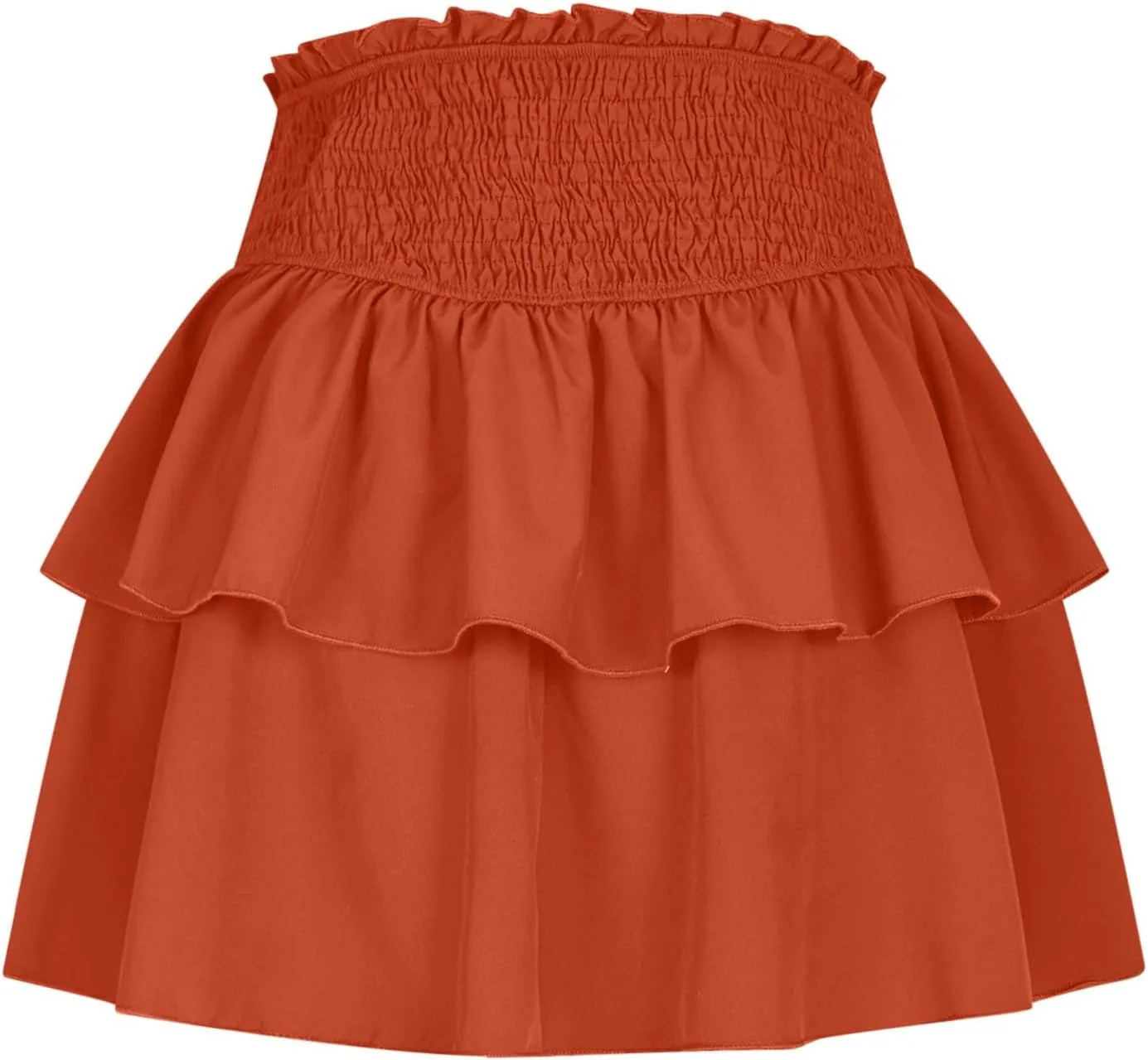 Women's High Waisted Active Short Skirts Layered Ruffle Pleated Stretch Waist Gym Workout Mini Skirt