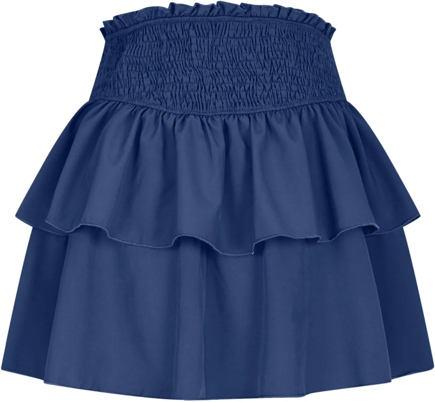 Women's High Waisted Active Short Skirts Layered Ruffle Pleated Stretch Waist Gym Workout Mini Skirt