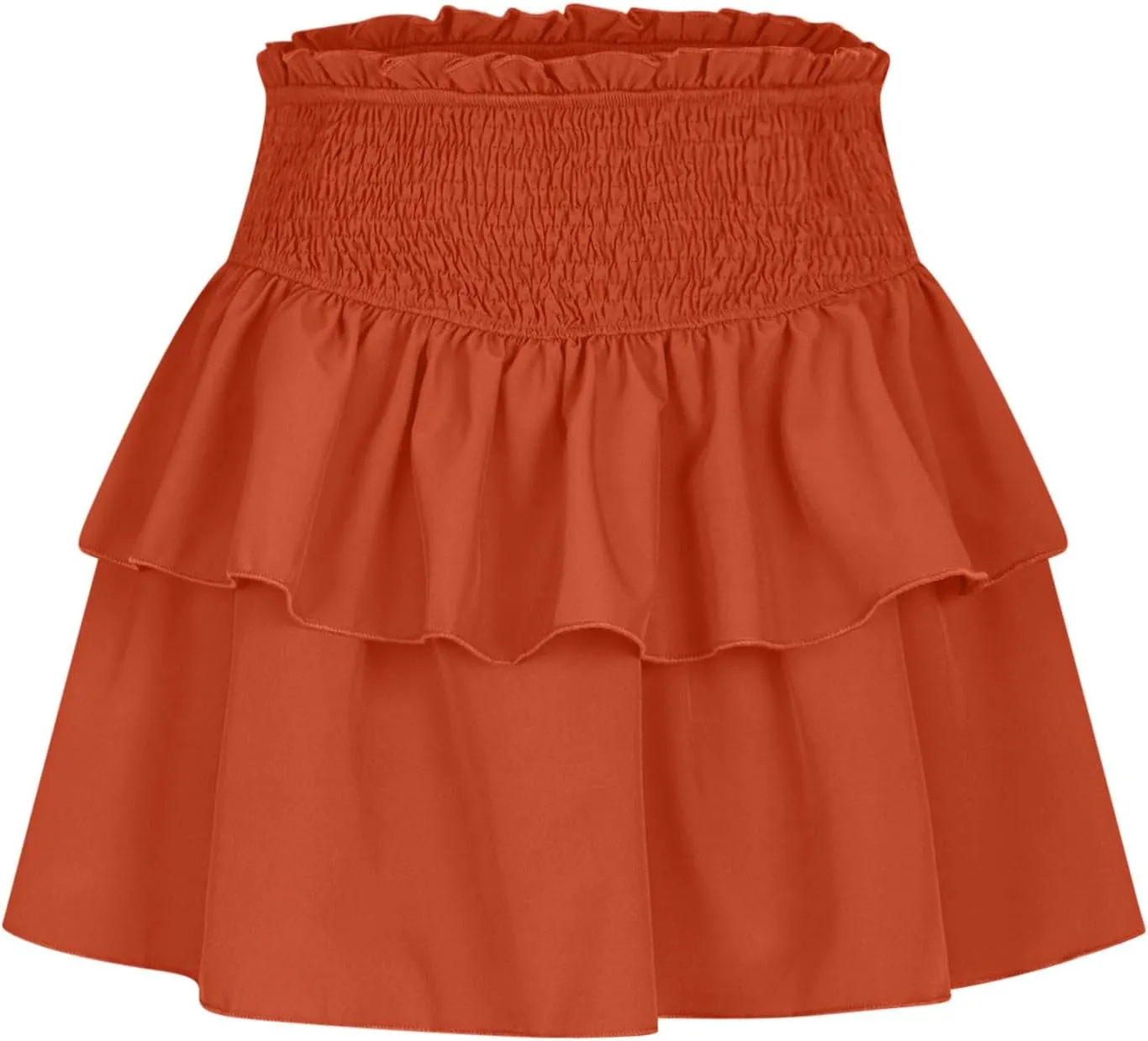 Women's High Waisted Active Short Skirts Layered Ruffle Pleated Stretch Waist Gym Workout Mini Skirt