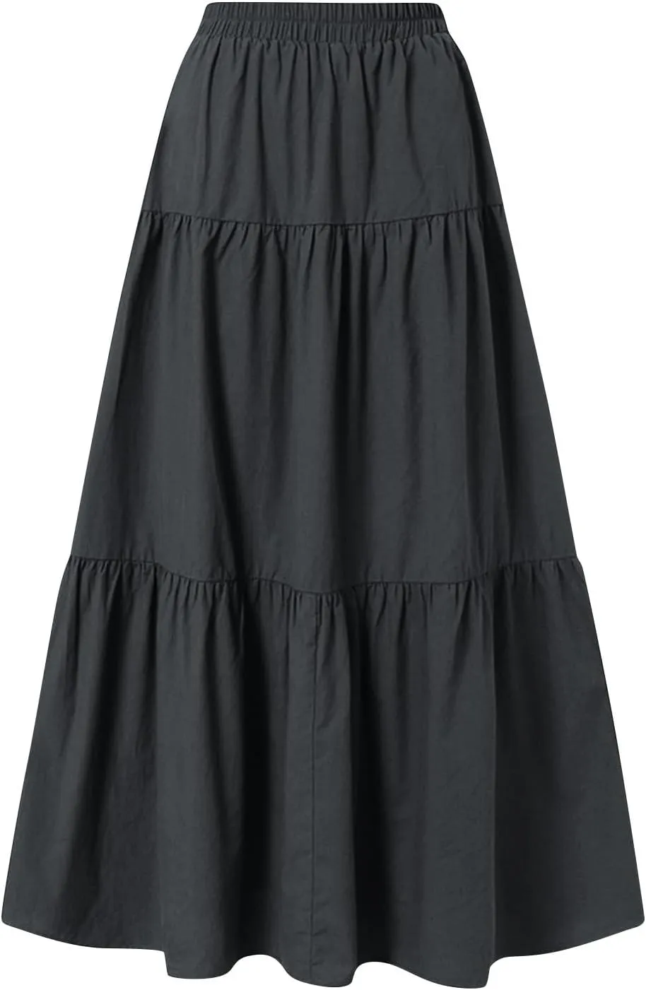Womens High Waisted Basic Maxi Skirts 2025 Pleated Elastic Waist A-Line Skirt Trendy Summer Flowy Swing Long Skirts