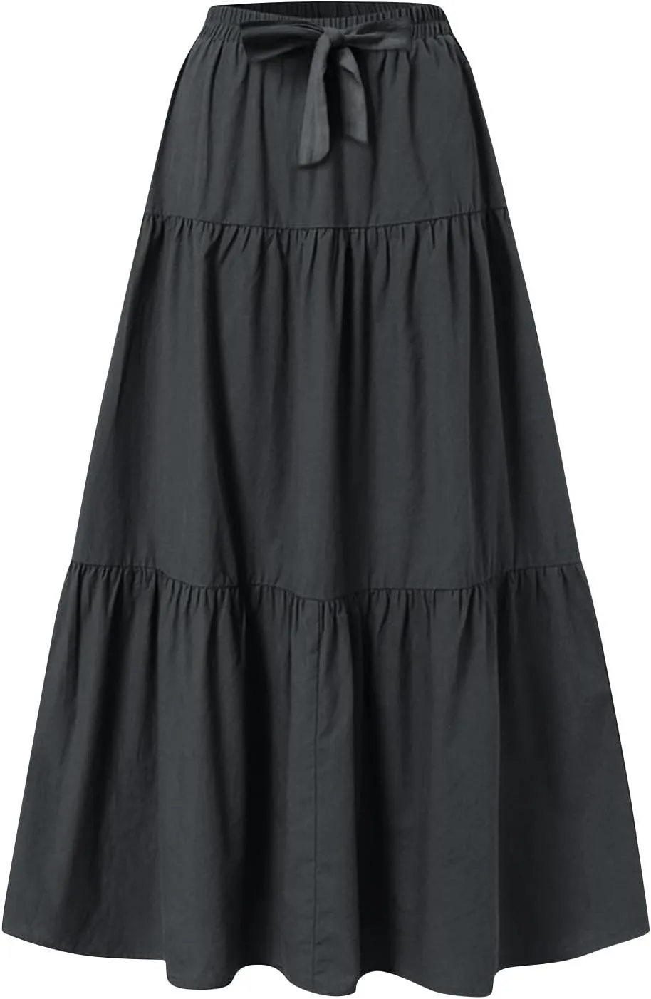 Womens High Waisted Basic Maxi Skirts 2025 Pleated Elastic Waist A-Line Skirt Trendy Summer Flowy Swing Long Skirts