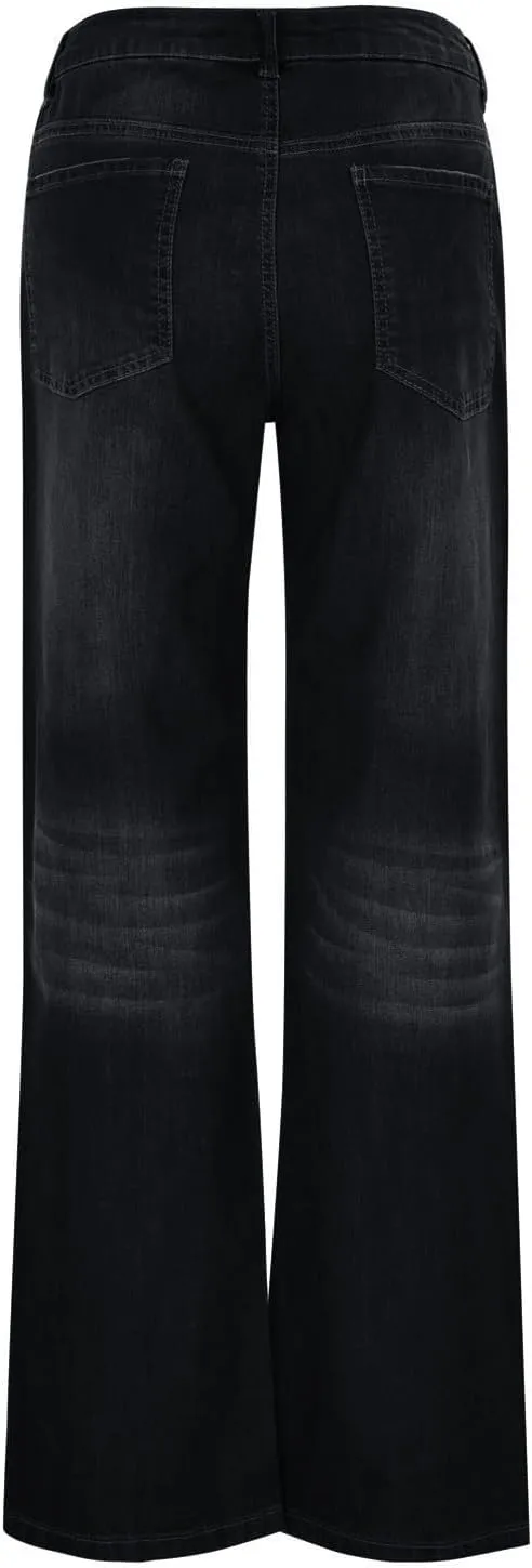 Women's High Waisted Jeans Boyfriend Straight Leg Casual Denim Pants Jeans Stretchy Leg Baggy Trendy Trousers