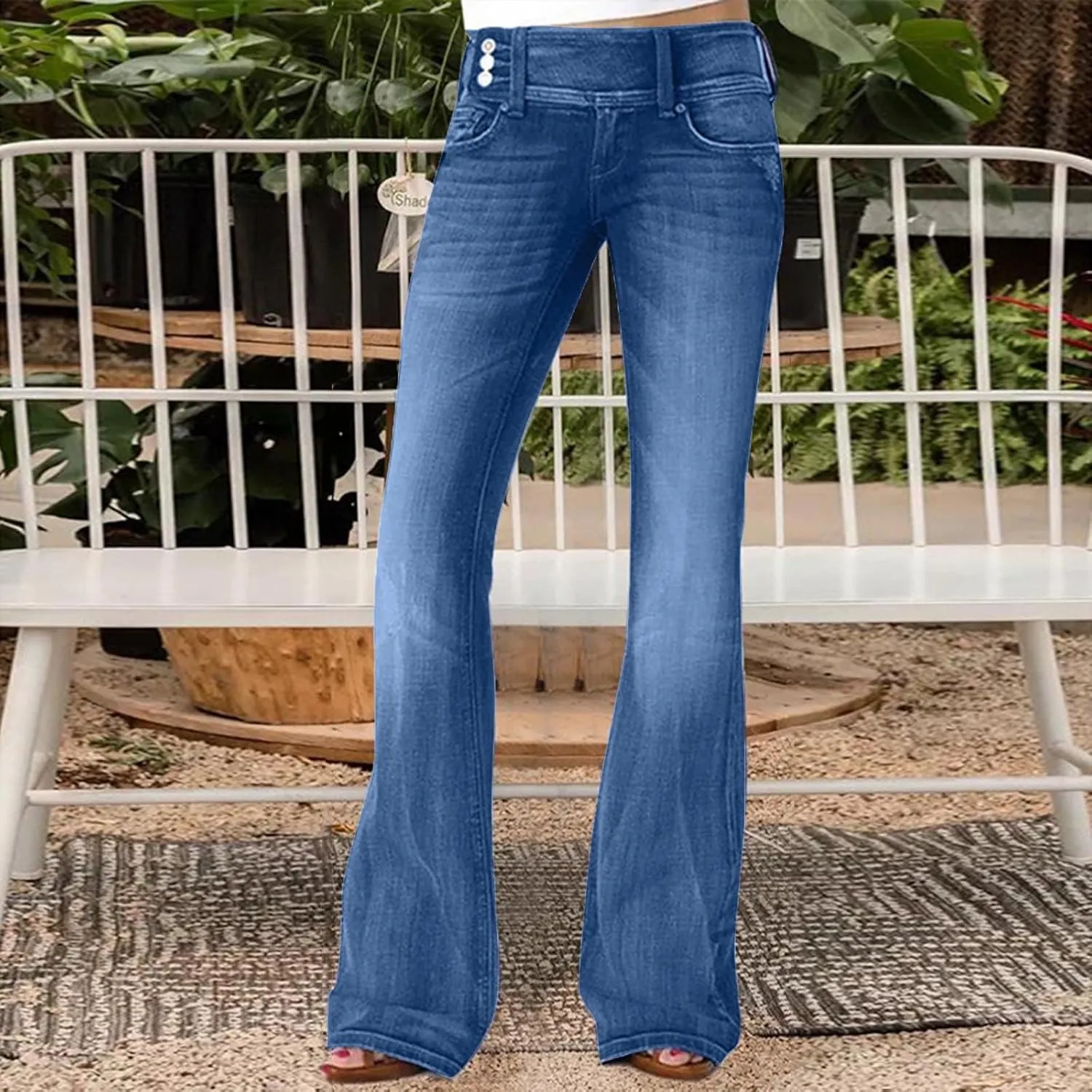 Womens High Waisted Jeans Flare Stretch Boyfriend Bootcut Casual Wide Leg Denim Pants Bell-Bottomed Jeans 2024