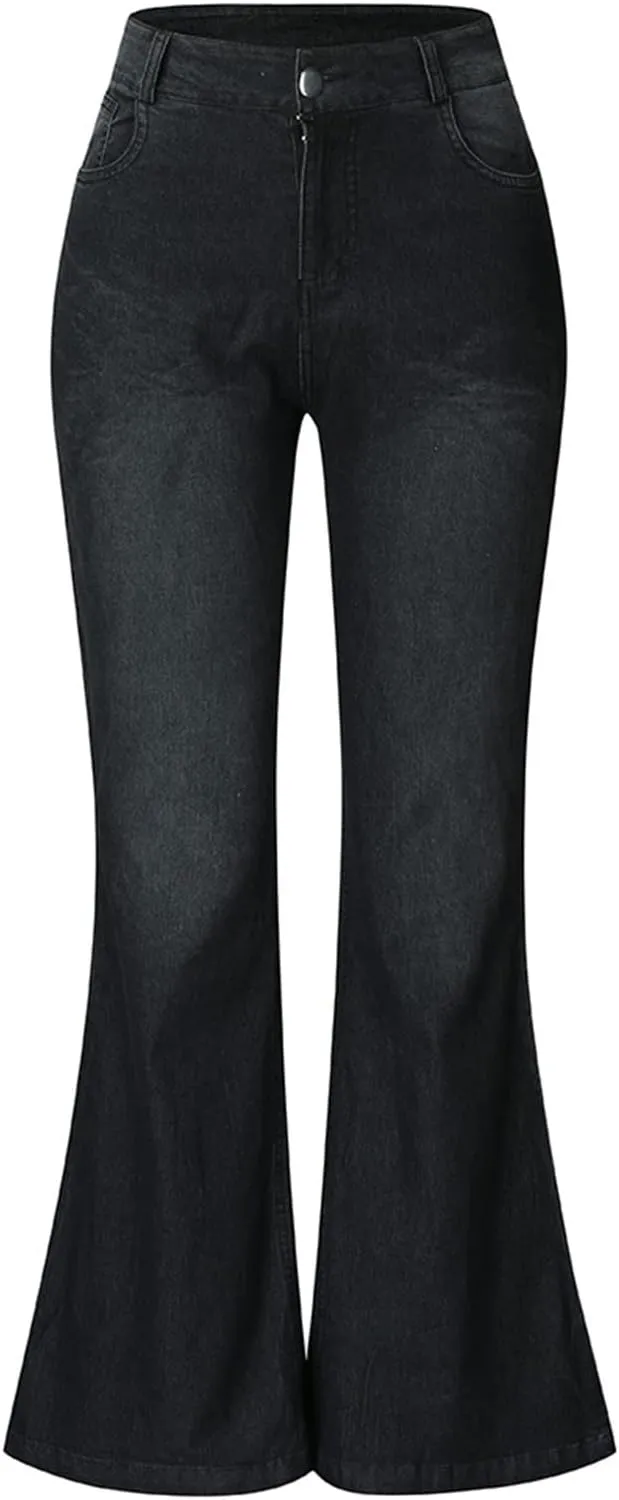 Womens High Waisted Jeans Flare Stretch Boyfriend Bootcut Casual Wide Leg Denim Pants Bell-Bottomed Jeans 2024