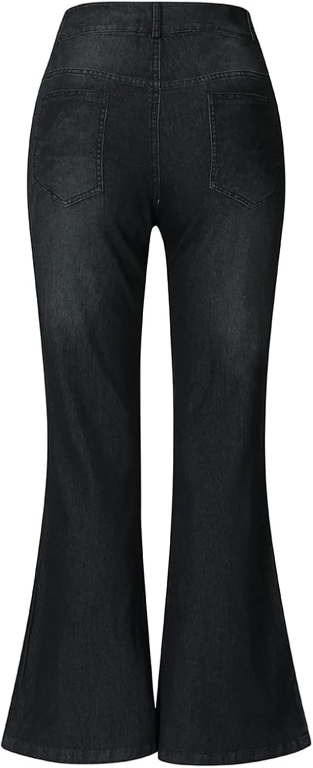 Womens High Waisted Jeans Flare Stretch Boyfriend Bootcut Casual Wide Leg Denim Pants Bell-Bottomed Jeans 2024