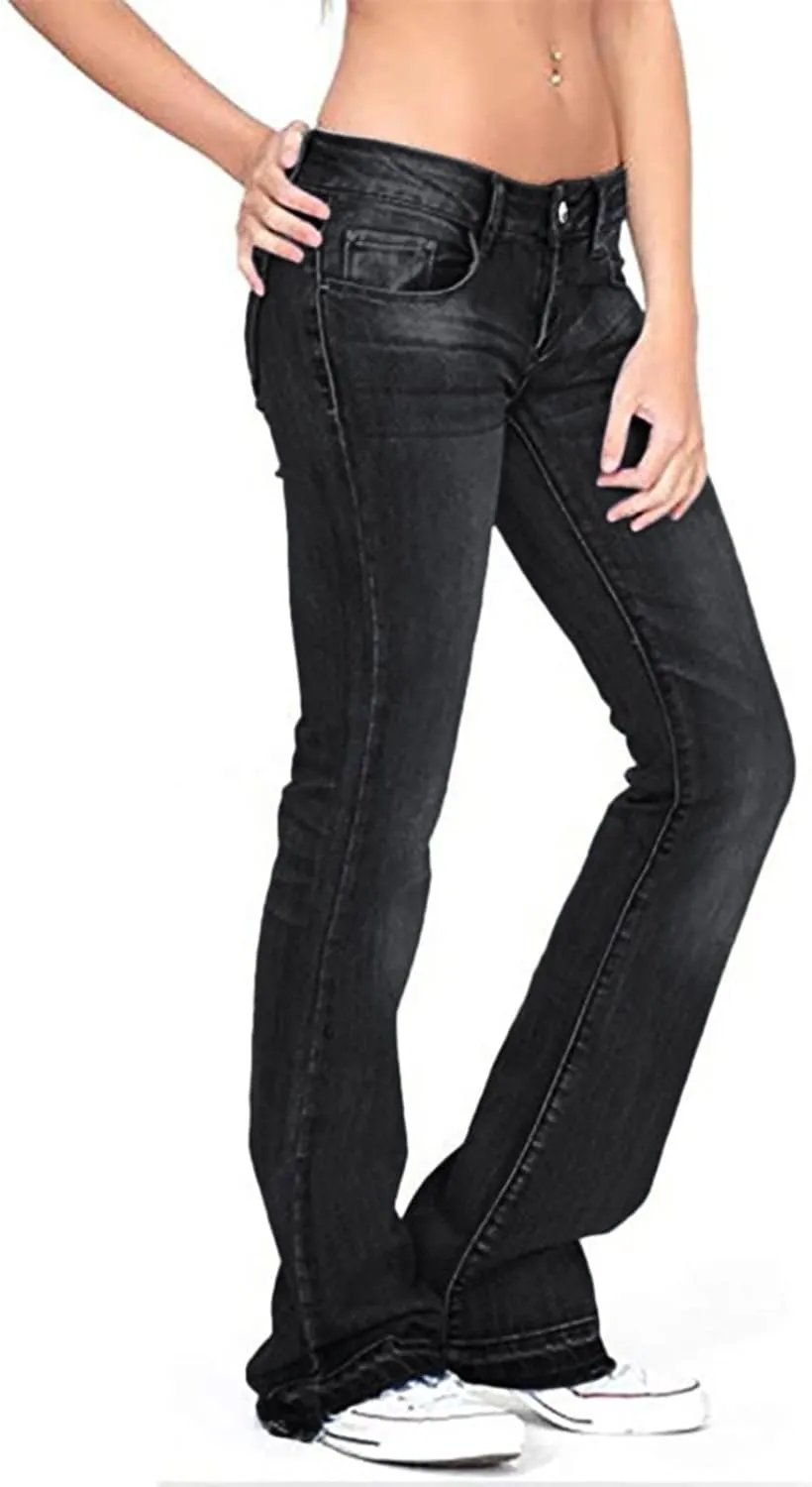 Womens High Waisted Jeans Flare Stretch Boyfriend Bootcut Casual Wide Leg Denim Pants Bell-Bottomed Jeans 2024