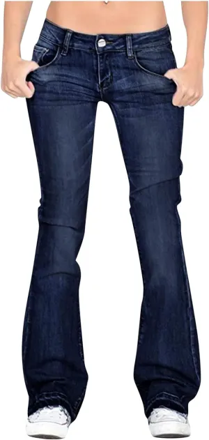 Womens High Waisted Jeans Flare Stretch Boyfriend Bootcut Casual Wide Leg Denim Pants Bell-Bottomed Jeans 2024