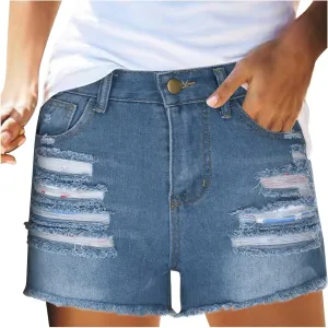 Women's High Waisted Ripped Stretchy Denim Short Hot Summer Jean Shorts Distressed Casual Frayed Raw Hem Jeans Shorts