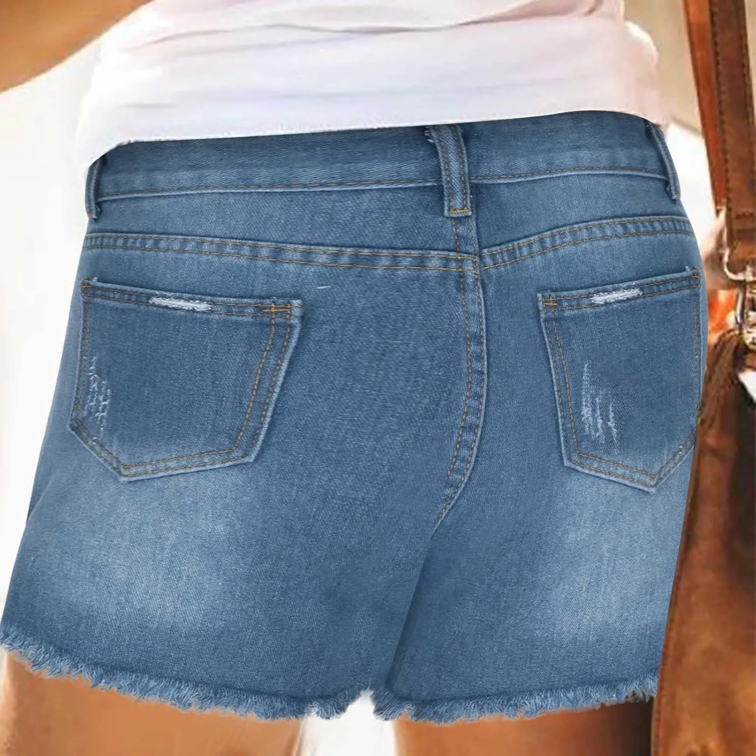 Women's High Waisted Ripped Stretchy Denim Short Hot Summer Jean Shorts Distressed Casual Frayed Raw Hem Jeans Shorts