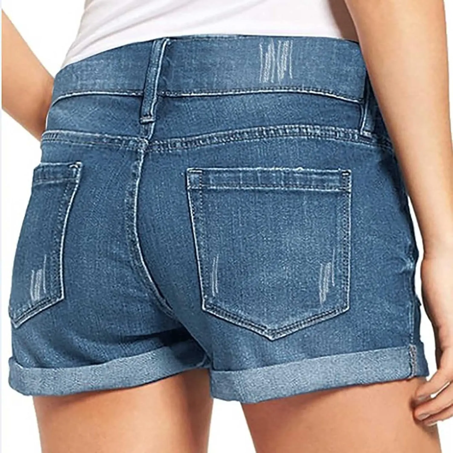 Women's High Waisted Ripped Stretchy Denim Short Hot Summer Jean Shorts Distressed Casual Frayed Raw Hem Jeans Shorts