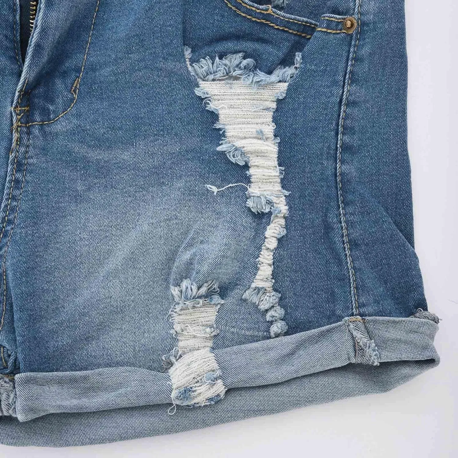 Women's High Waisted Ripped Stretchy Denim Short Hot Summer Jean Shorts Distressed Casual Frayed Raw Hem Jeans Shorts