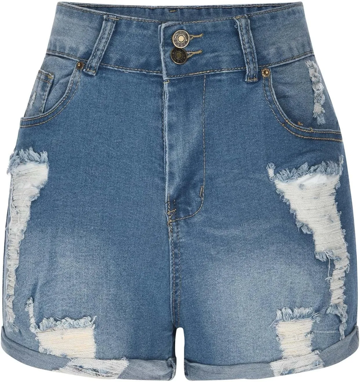 Women's High Waisted Ripped Stretchy Denim Short Hot Summer Jean Shorts Distressed Casual Frayed Raw Hem Jeans Shorts