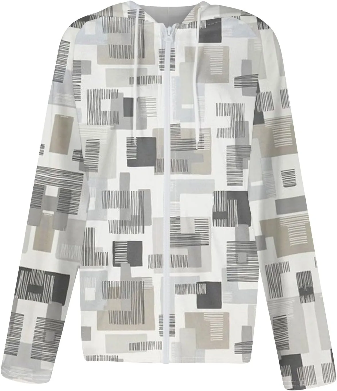 Womens Hoodie Fashion Print Zip up Jackets for Women Casual Long Sleeve Loose Sweatshirts Coat
