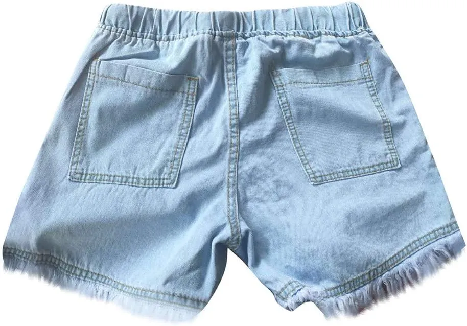 Women's Jean Shorts Stretchy High Waisted Crossover Sloping Waistband Denim Shorts Y2K Trendy Casual Summer Clothes