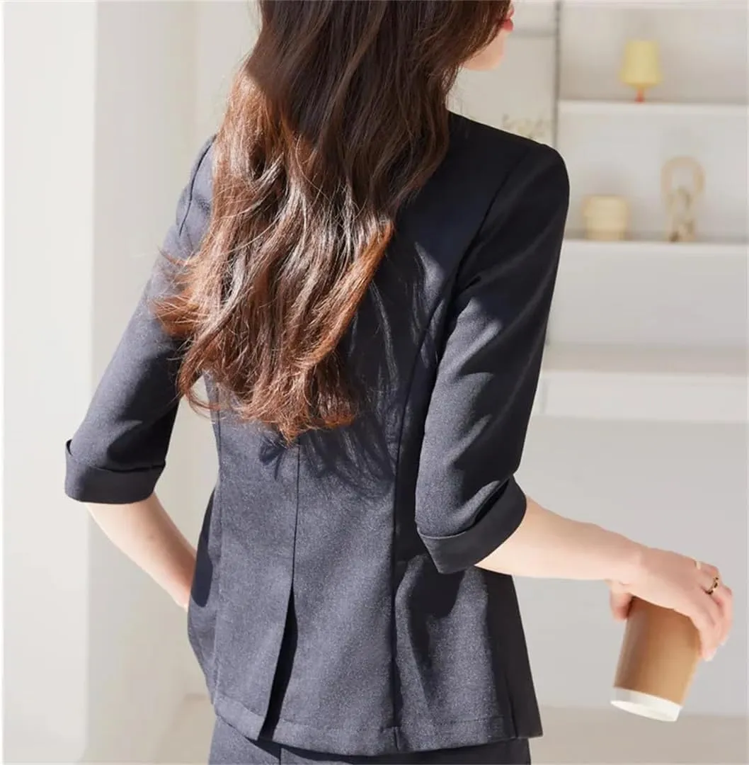 Womens Lapel Button Solid Color Loose Blazer Clothing Spring All Match Office Blazers