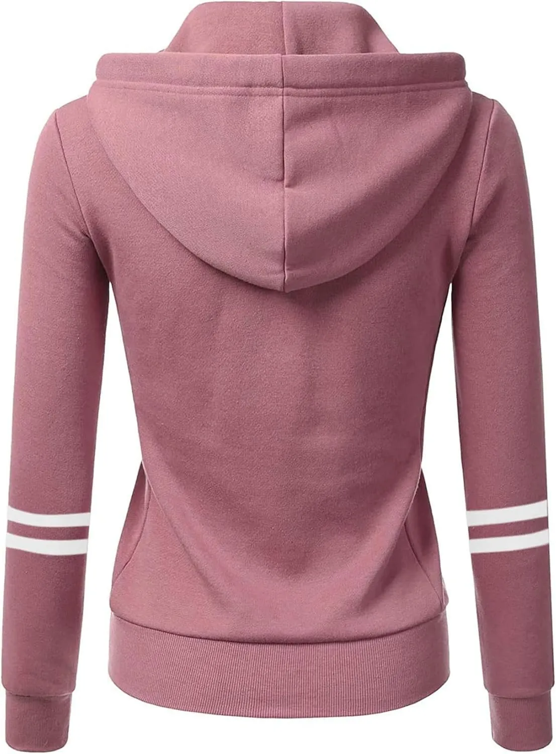 Womens Lightweight Hoodies Full-Zip Casual Hooded Jacket Color Block Slim Sweatshirt Long Sleeve Tops with Pockets