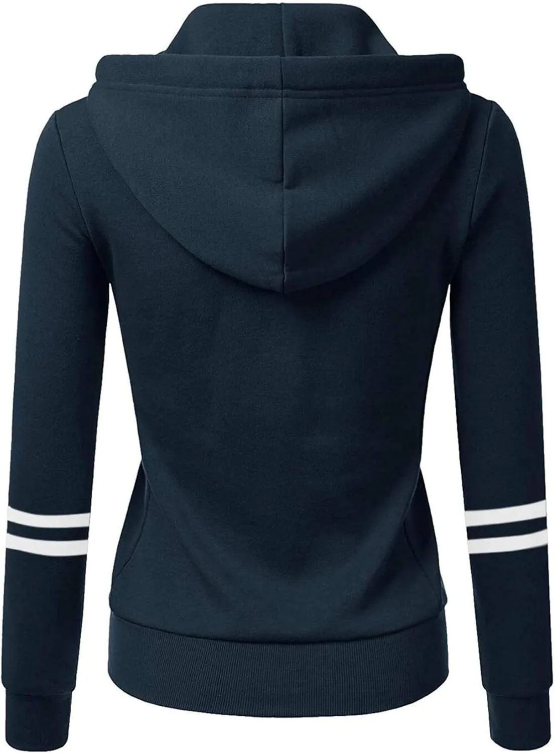Womens Lightweight Hoodies Full-Zip Casual Hooded Jacket Color Block Slim Sweatshirt Long Sleeve Tops with Pockets