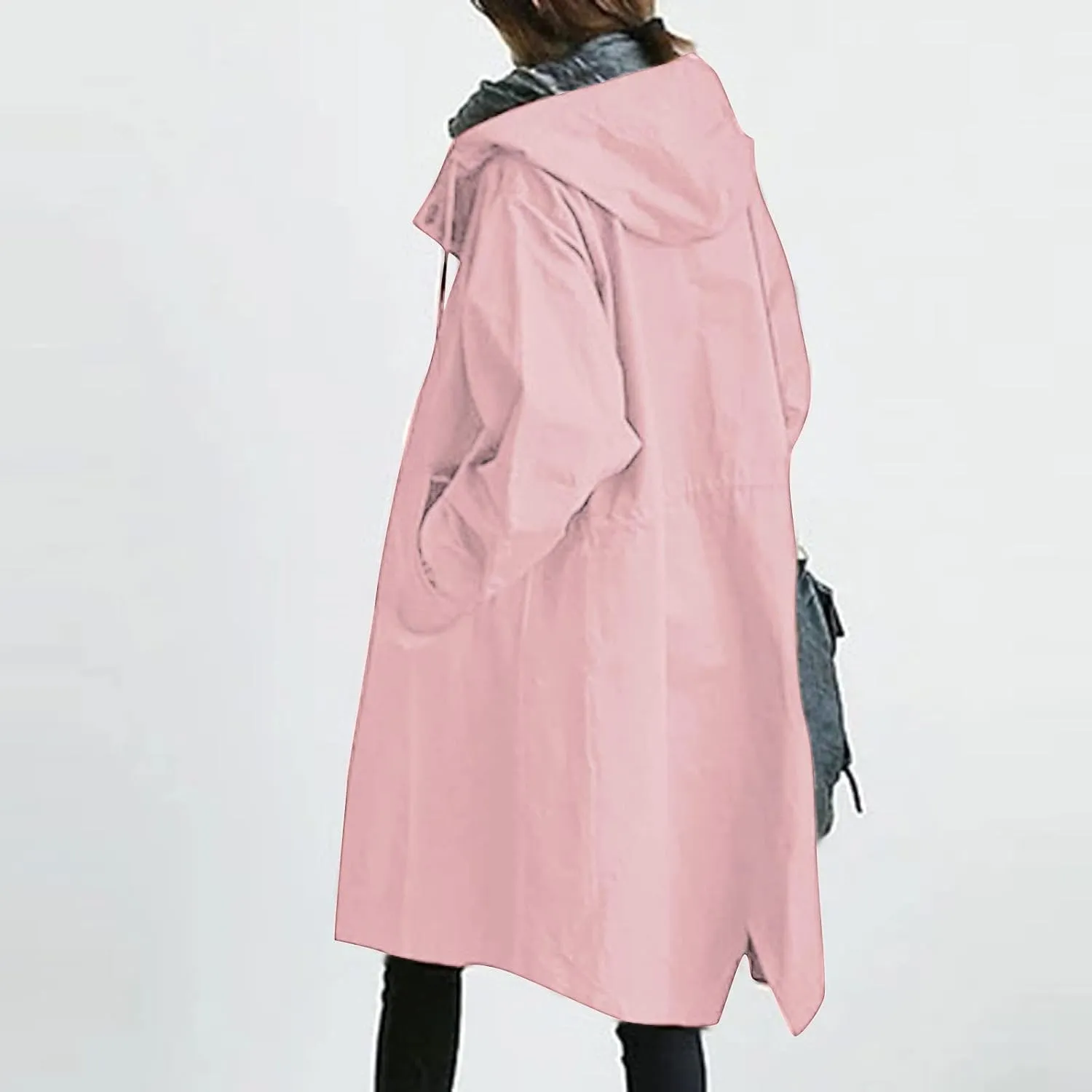 Womens Long Coat Classic Open Front Zip Up Casual Winter Wool Blend Over Pea Coats Long Jackets
