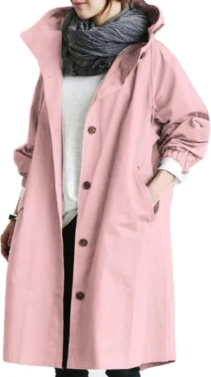 Womens Long Coat Classic Open Front Zip Up Casual Winter Wool Blend Over Pea Coats Long Jackets