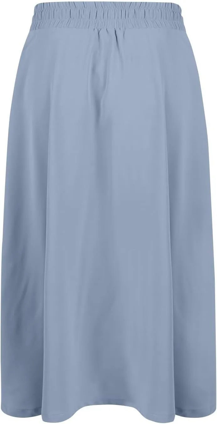 Women's Midi Boho Floral Skirts Trendy A Line Skirt Comfy Flowy Drawstring High Elastic Waist Skorts with Pockets