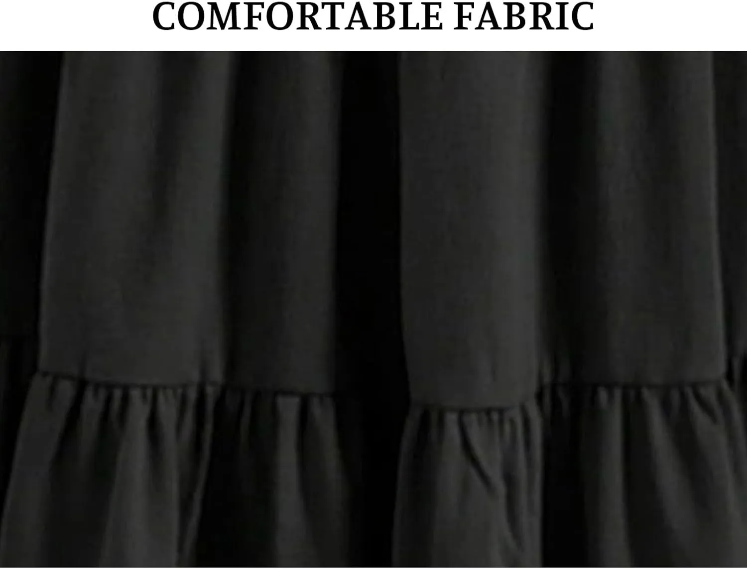 Womens Midi Skirts Elastic High Waist A-Line Swing Skirts Long Ruffle Tiered Hem Maxi Skirt