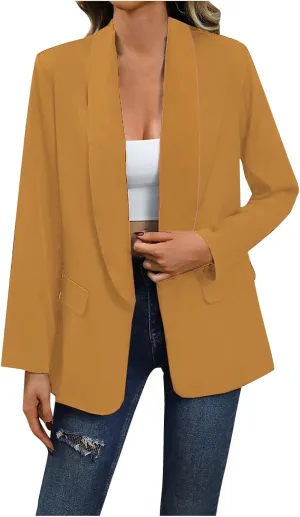 Womens Open Front Professiona Blazer Long Sleeve Lapel Suit Jackets Fall Premium Work Business Blazer with Pockets