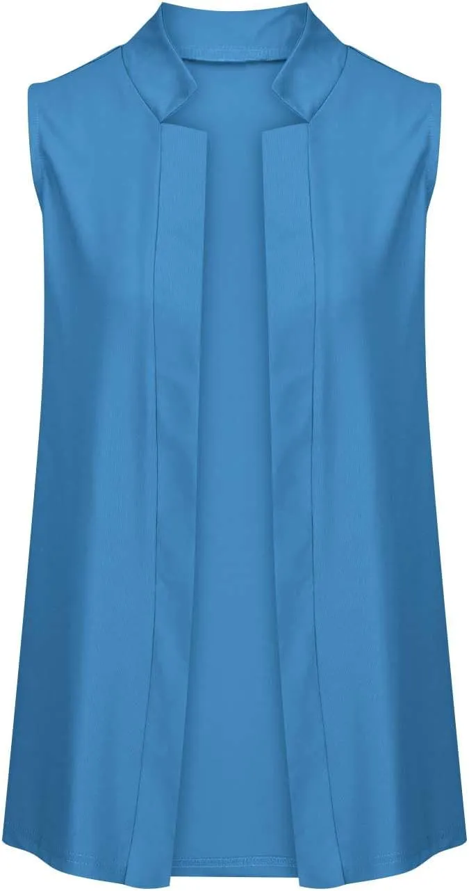 Women's Open Front Sleeveless Casual Solid Vest Blazer Lightweight Jackets Lightweight Collar Vest Work Office Jacket