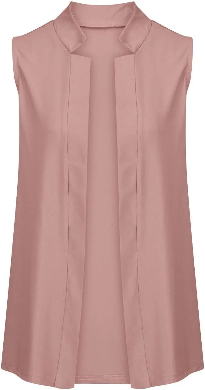 Women's Open Front Sleeveless Casual Solid Vest Blazer Lightweight Jackets Lightweight Collar Vest Work Office Jacket