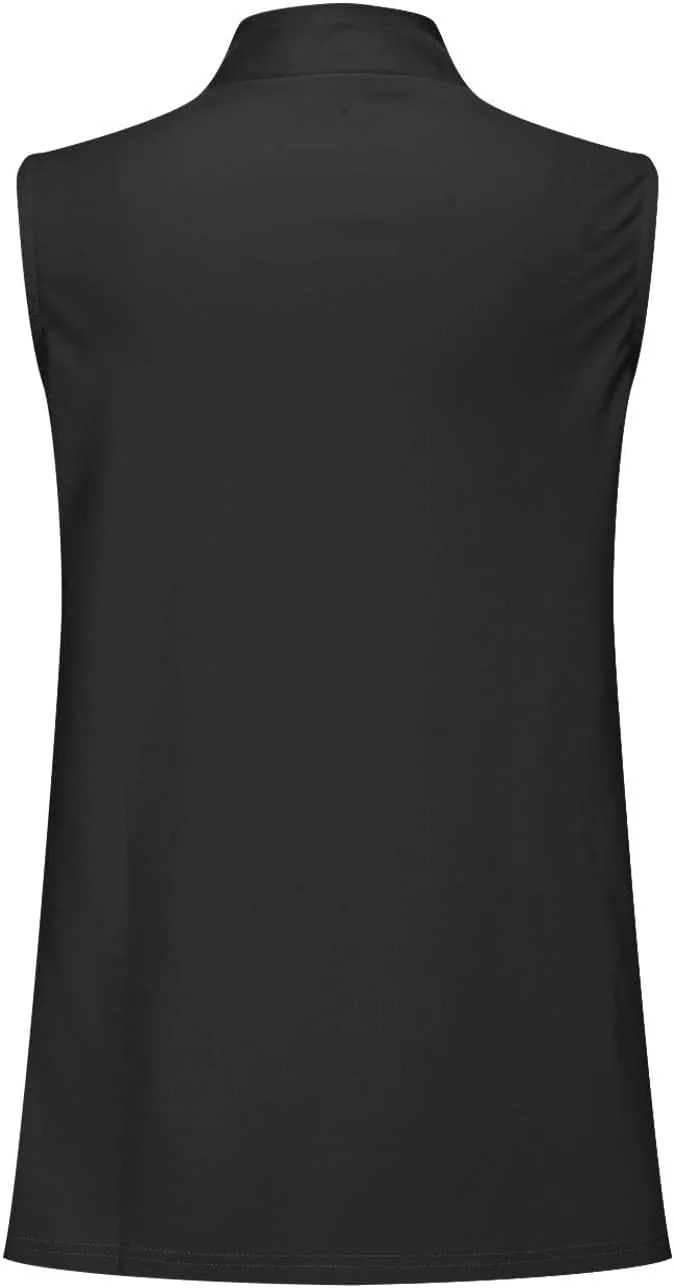 Women's Open Front Sleeveless Casual Solid Vest Blazer Lightweight Jackets Lightweight Collar Vest Work Office Jacket