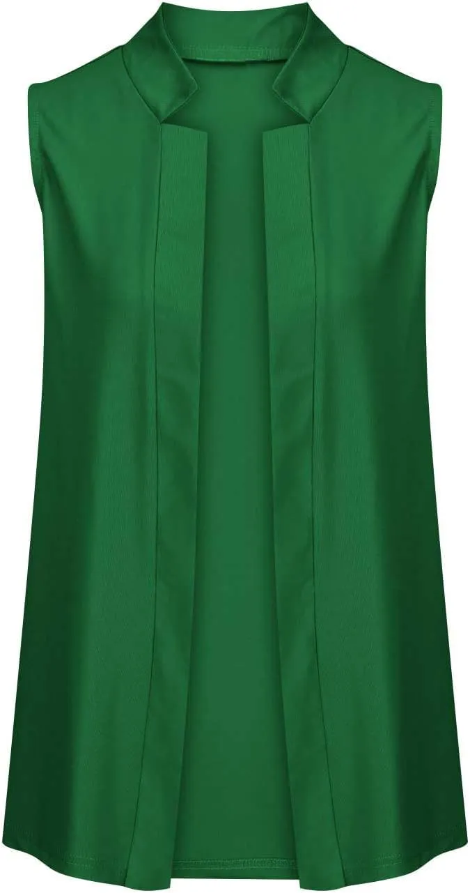 Women's Open Front Sleeveless Casual Solid Vest Blazer Lightweight Jackets Lightweight Collar Vest Work Office Jacket