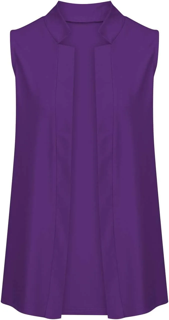 Women's Open Front Sleeveless Casual Solid Vest Blazer Lightweight Jackets Lightweight Collar Vest Work Office Jacket