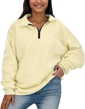 Womens Oversized Half Zip Pullover Casual Long Sleeve Sweatshirt Quarter Zip Trendy Teen Girls Fall Y2k Clothes