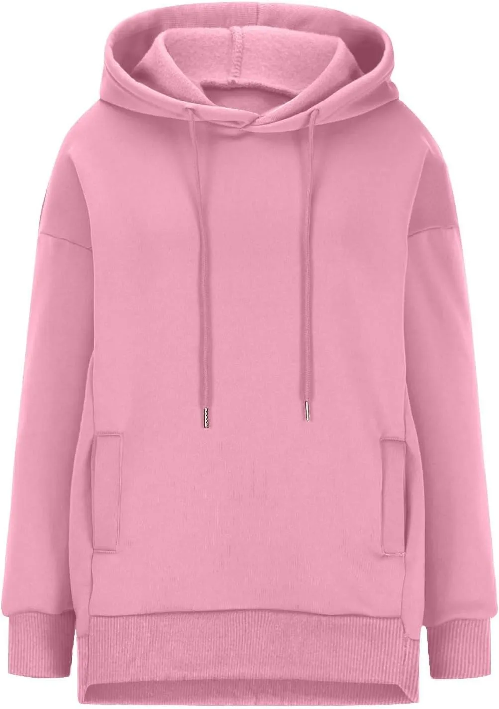 Womens Oversized Hoodie Sweatshirt Solid Color Drawstring Pullover Tops Casual Loose Fleece Comfy Sweater Blouses