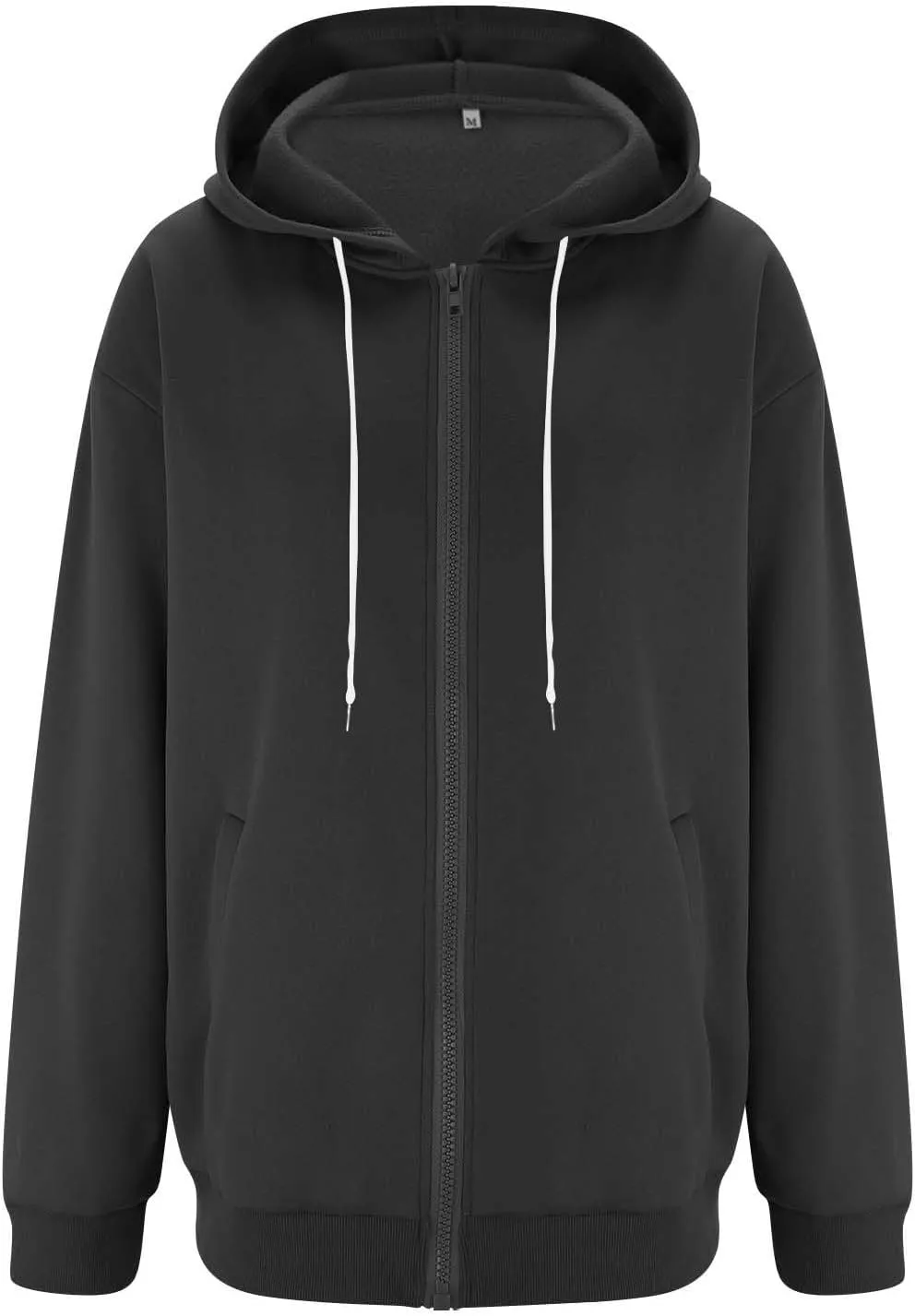 Women's Oversized Sweatshirts Loose Fit Winter Casual Trendy Long Sleeve Zipper Hooded Solid Fleece Cardigan, S-2XL