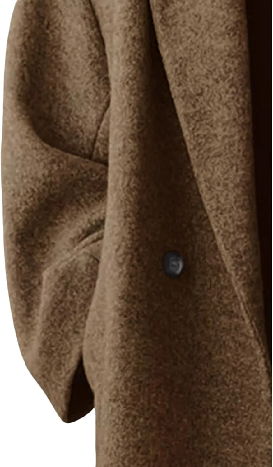 Women's Oversized Wool Blend Coat Lightweight Notched Collar Button Down Lapel Long Trench Coat Business Pea Coat