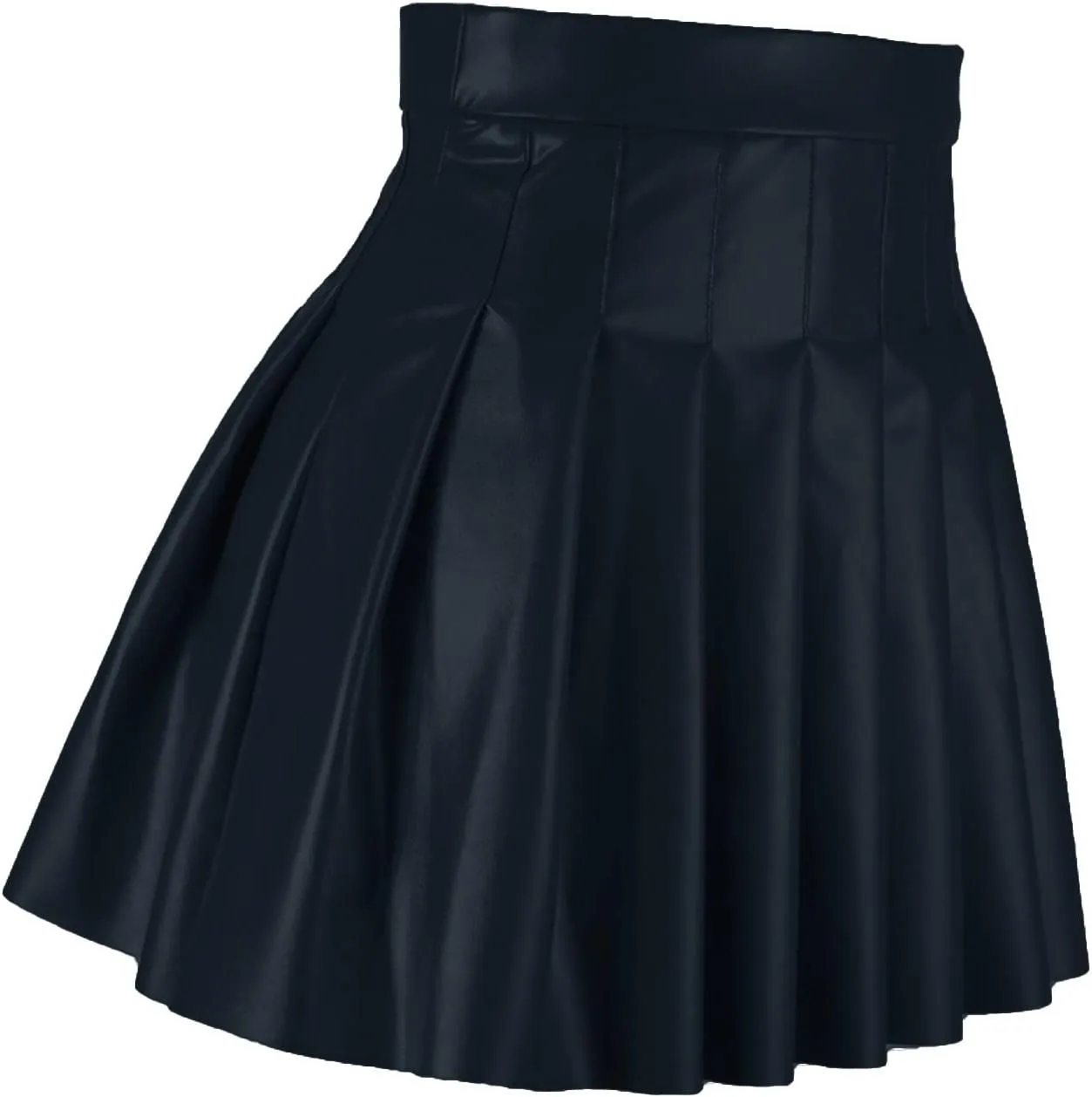 Womens Pleated Mini Skirts Women Fashion Pleated Skirt Waist High Leather Skirt Short Elegant Solid Skirt Women