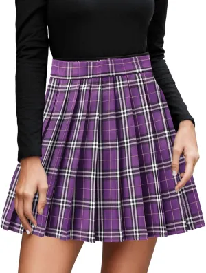 Women's Pleated Skirt High Waisted A Line Casual Mini Skirts Basic Casual Skirts A-Line Stretchy Skater Party Skirt