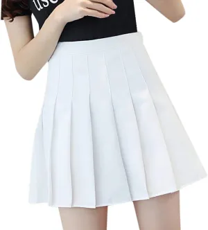 Womens Pleated Tennis Mini Skirts High Waisted A-line Skirts Summer Casual Stretchy Flared Skirts with Lining Shorts