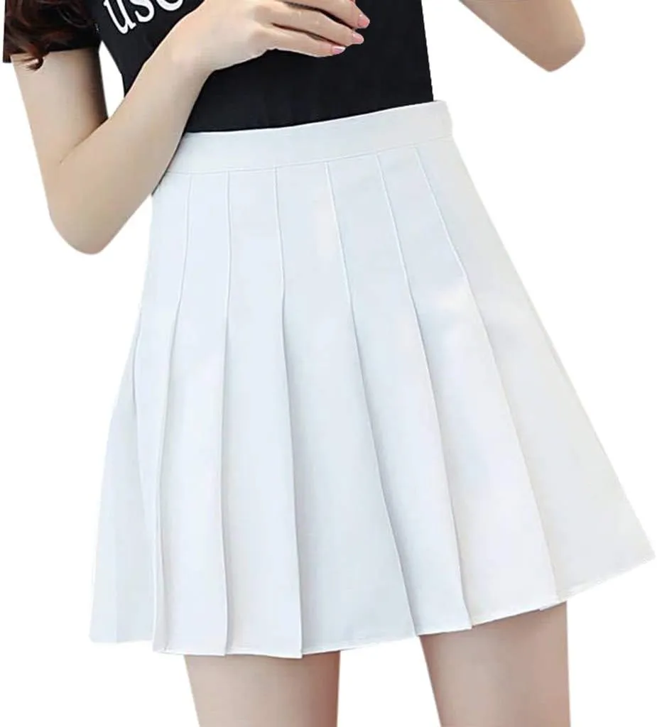 Womens Pleated Tennis Mini Skirts High Waisted A-line Skirts Summer Casual Stretchy Flared Skirts with Lining Shorts