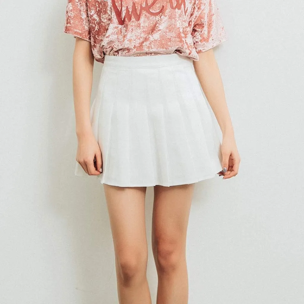 Womens Pleated Tennis Mini Skirts High Waisted A-line Skirts Summer Casual Stretchy Flared Skirts with Lining Shorts