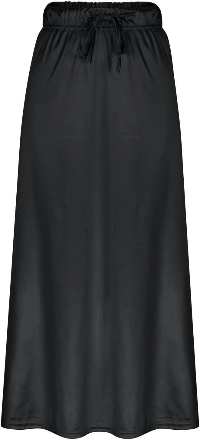 Women's Plus Size Satin Skirts 2025 Fashion Drawstring High Waisted Going Out Skorts Casual Summer Solid Loose Skirt